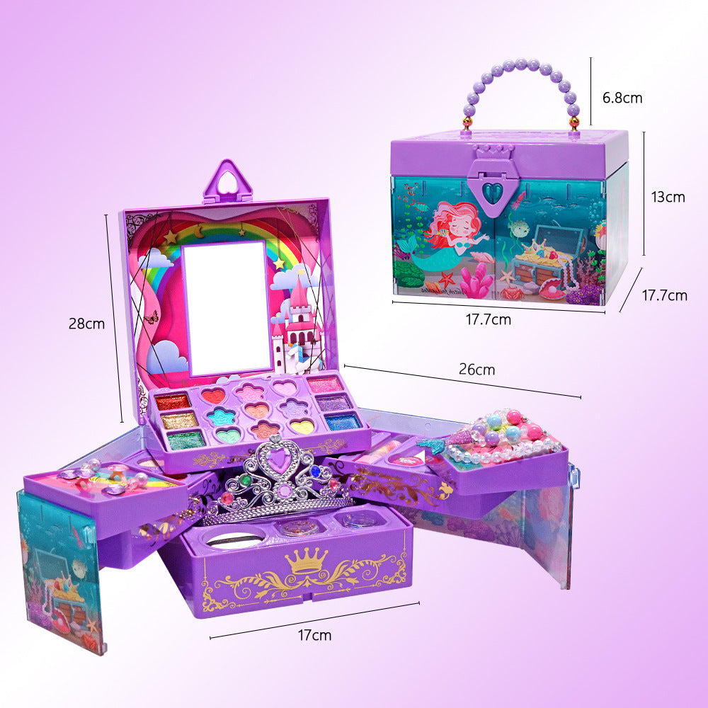Kids Princess Makeup & Nail Art Play Set – Mermaid Crown Birthday Gift Box
