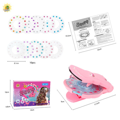 Kids Hair Decoration Kit – Colorful Headbands, Hair Ties, Glitter Stickers & Bead Tool