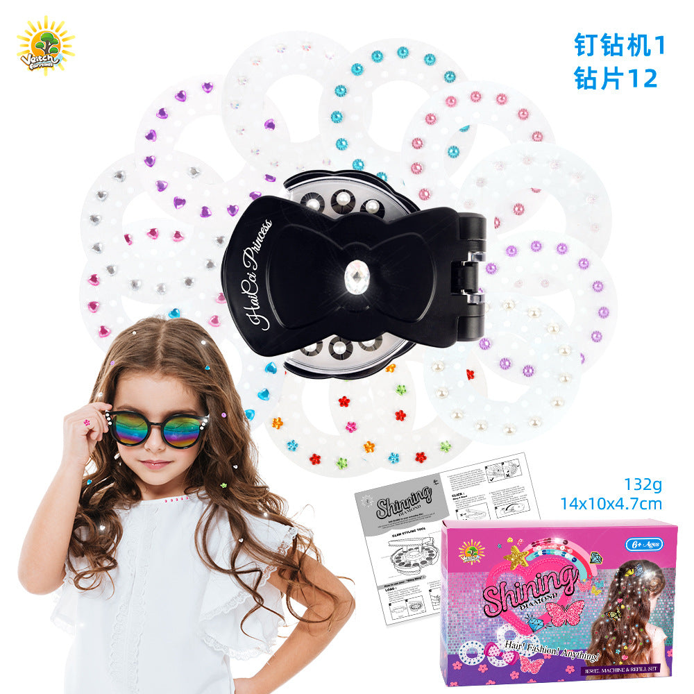 Kids Hair Decoration Kit – Colorful Headbands, Hair Ties, Glitter Stickers & Bead Tool