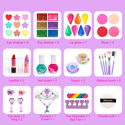 Kids Princess Makeup & Nail Art Play Set – Mermaid Crown Birthday Gift Box