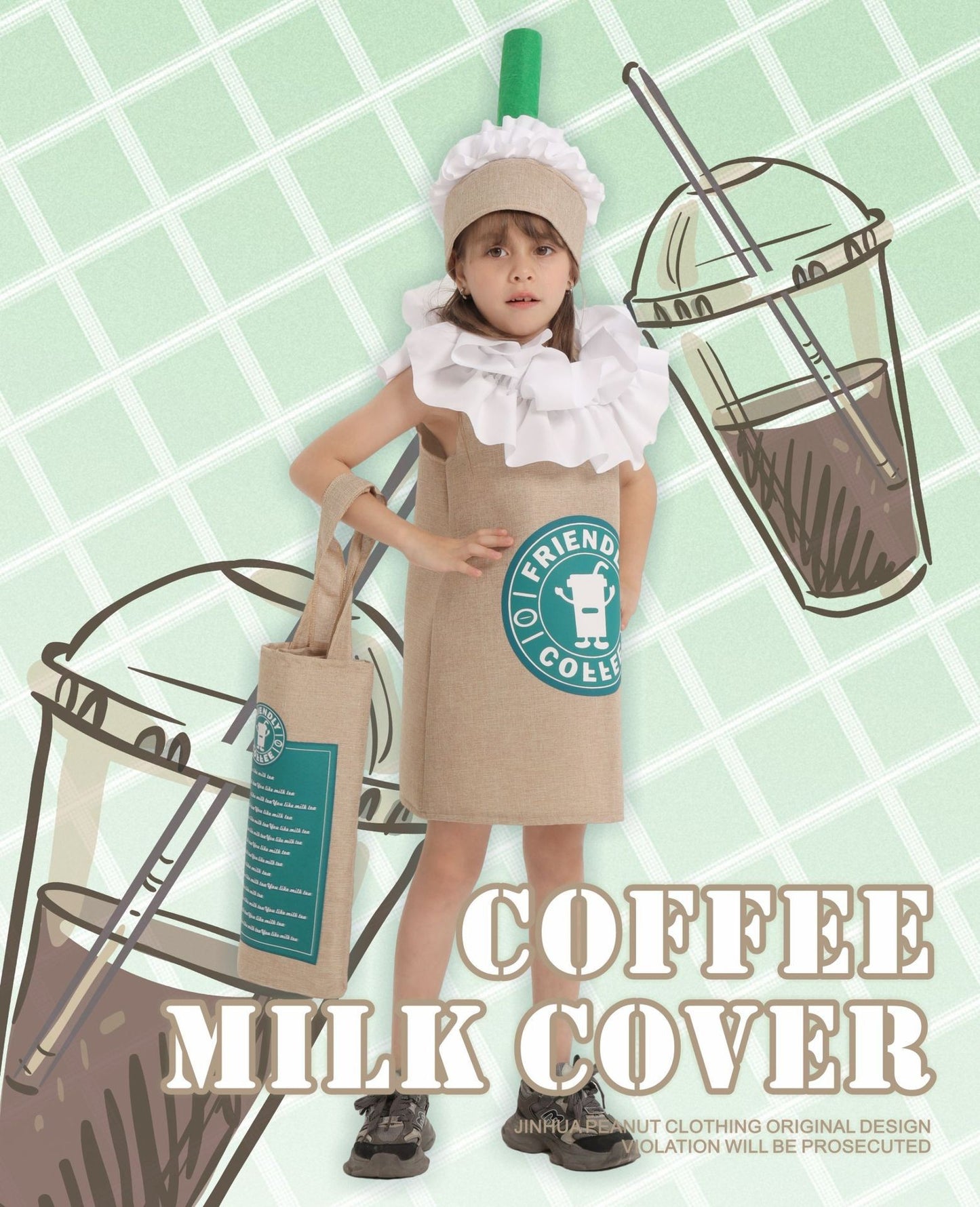 Kids Starbucks Drink Costume – Fun Food Cosplay Outfit for Halloween, Parties & Performances