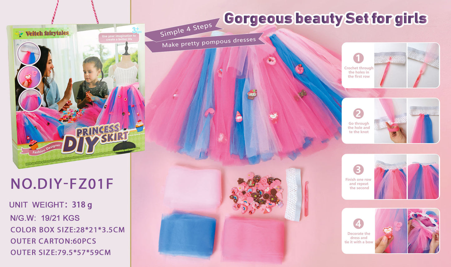 Little Designer: DIY Sewing Kit for Girls - Fun Craft Project with Colorful Tulle & Cute Charms