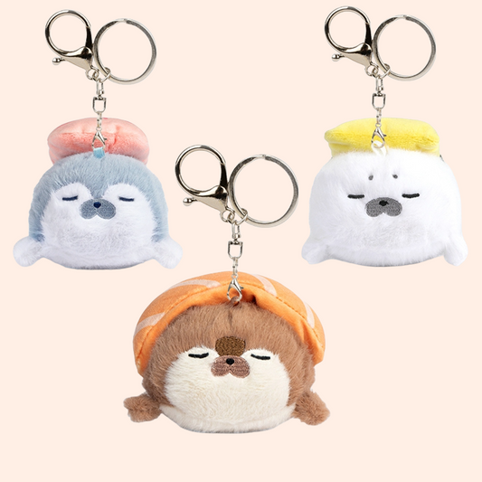 Plush Sushi Otter Keychain – Adorably Soft & Pocket-Sized