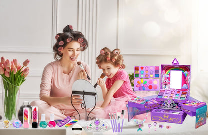 Kids Princess Makeup & Nail Art Play Set – Mermaid Crown Birthday Gift Box