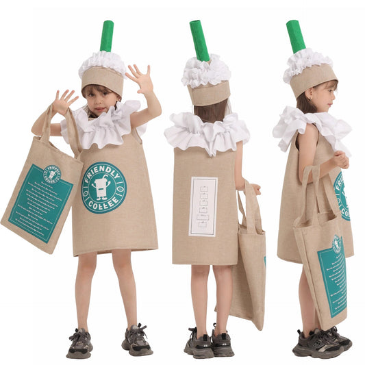 Kids Starbucks Drink Costume – Fun Food Cosplay Outfit for Halloween, Parties & Performances