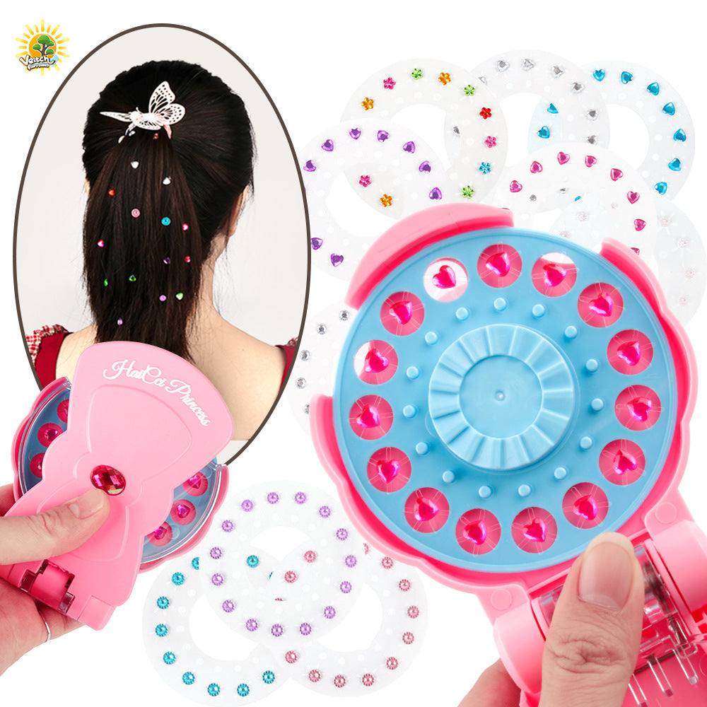 Kids Hair Decoration Kit – Colorful Headbands, Hair Ties, Glitter Stickers & Bead Tool